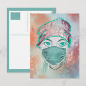 gezichtsmasker glinster scène briefkaart (Voorkant / Achterkant)