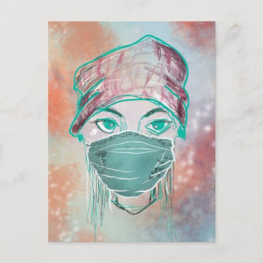 gezichtsmasker glinster scène briefkaart (Voorkant)