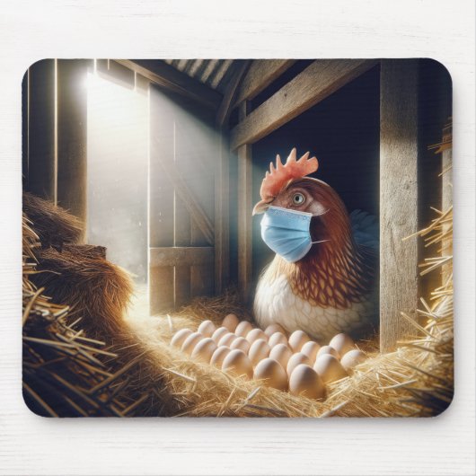 Gezichtsmasker op een Boerderijen kip Muismat (Voorkant)