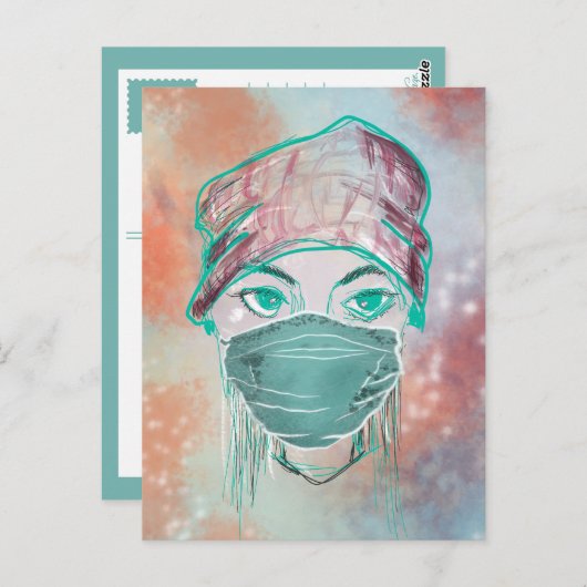 gezichtsmasker-scène briefkaart (Voorkant / Achterkant)