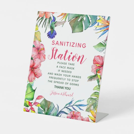 Gezichtsmasker Station Tropische Hawaïaanse bruilo Reclamebord Met Voetstuk (Voorkant)