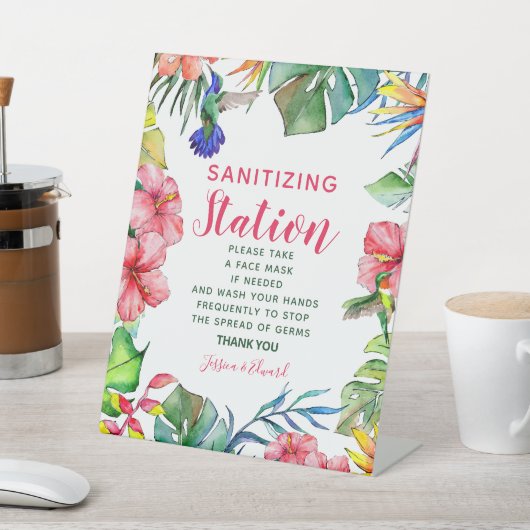 Gezichtsmasker Station Tropische Hawaïaanse bruilo Reclamebord Met Voetstuk (Insitu)