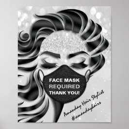 Gezichtsmasker vereist gecovid Eyelash grijs Dank Poster