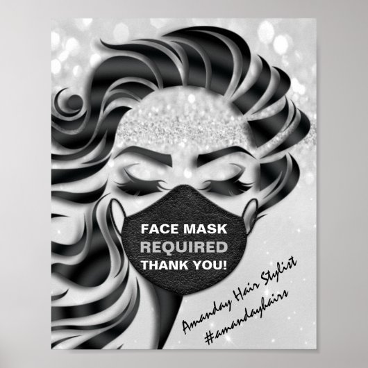 Gezichtsmasker vereist gecovid Eyelash grijs Dank Poster (Voorkant)