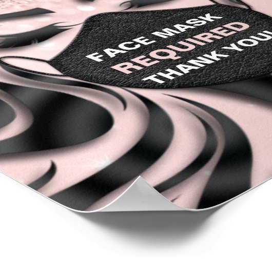Gezichtsmasker vereist gecovid Eyelash Haar Roze D Poster (Hoek)