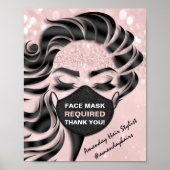 Gezichtsmasker vereist gecovid Eyelash Haar Roze D Poster (Voorkant)