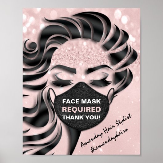 Gezichtsmasker vereist gecovid Eyelash Haar Roze D Poster (Voorkant)