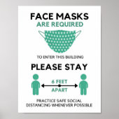 Gezichtsmasker vereist Poster, 6 meter afstand Poster (Voorkant)