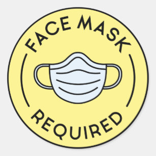 Gezichtsmasker vereist ronde sticker