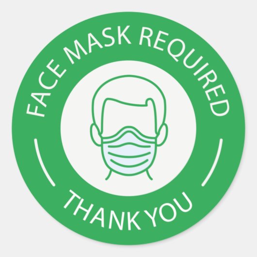 Gezichtsmasker vereist ronde sticker (Voorkant)