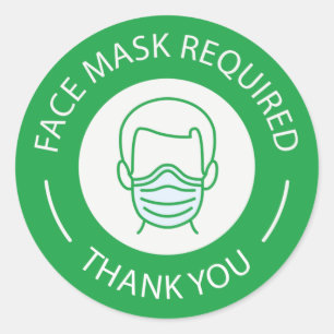 Gezichtsmasker vereist ronde sticker