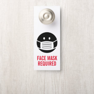 Gezichtsmasker vereist teken hotelkamer deur hange deurhanger
