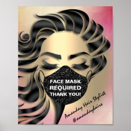 Gezichtsmaskerdekking vereist gecoat Roos Gold Poster