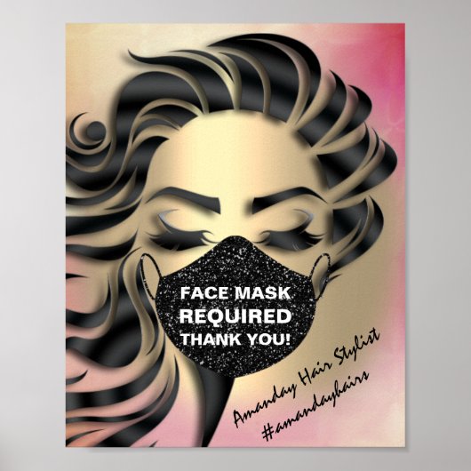 Gezichtsmaskerdekking vereist gecoat Roos Gold Poster (Voorkant)