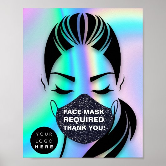 Gezichtsmaskerdekking Vereiste Logo Holographic Poster (Voorkant)