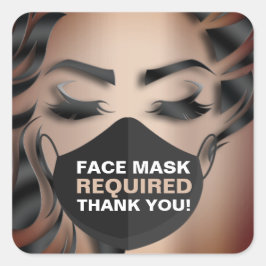 Gezichtsmaskerdekking Vereiste Makeup Roos Covid Vierkante Sticker