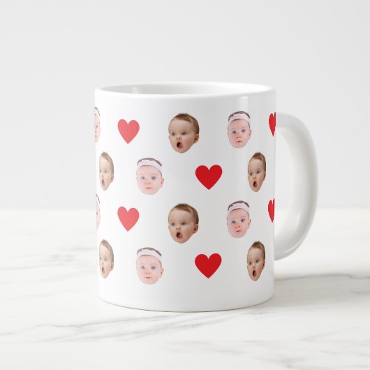 Gezichtsmok, op maat gemaakte fotomok, babyscadeau grote koffiekop (Voorkant rechts)