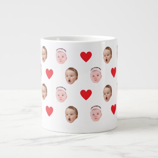 Gezichtsmok, op maat gemaakte fotomok, babyscadeau grote koffiekop (Voorkant)