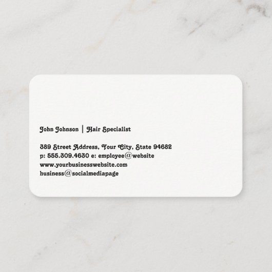 Gezichtsprofielen | Haren knipgereedschap Visitekaartje (Achterkant)