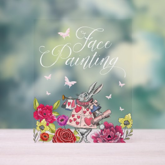 Gezichtsschilderij Alice in Wonderland White Rabbi Acryl Bord (Neutraal)