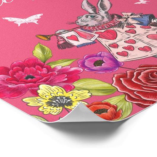 Gezichtsschilderij Alice in Wonderland White Rabbi Poster (Hoek)