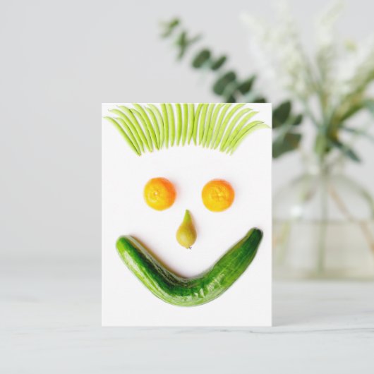 Gezichtsveld van groenten en fruit op wit.JPG Briefkaart (Staand voorkant)