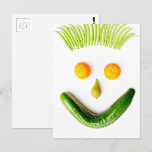 Gezichtsveld van groenten en fruit op wit.JPG Briefkaart (Voorkant / Achterkant)
