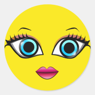 GEZICHTSVROUW RONDE STICKER