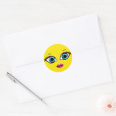 GEZICHTSVROUW RONDE STICKER (Envelop)