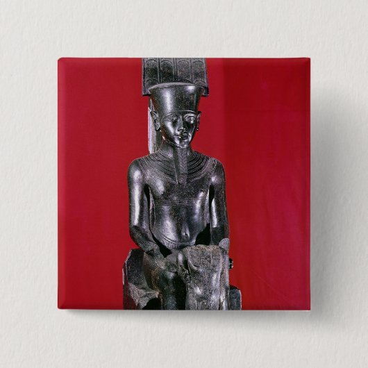 Geziend beeld van de god Amon dat bescherming bied Vierkante Button 5,1 Cm (Voorkant)