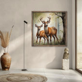 Gezin in Forest Clearing Wildlife Poster