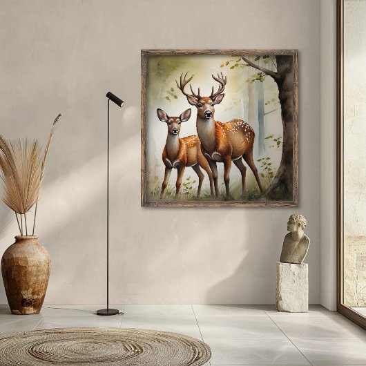Gezin in Forest Clearing Wildlife Poster