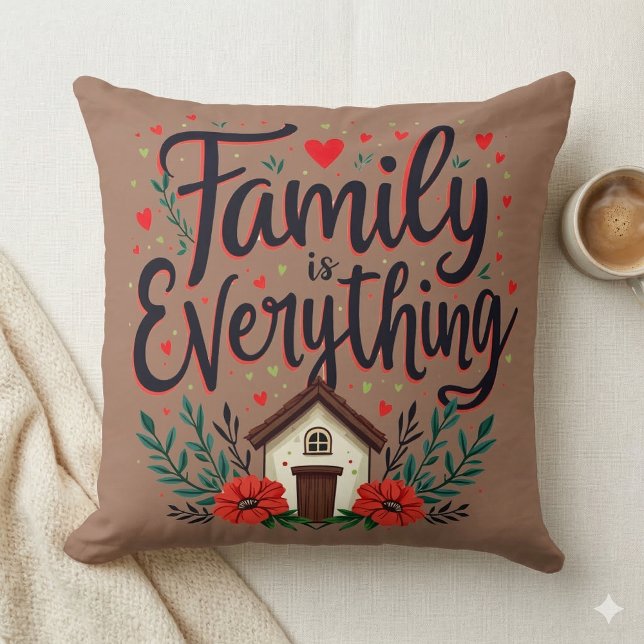 Gezin is Alles Cottagecore Kussen (Family is Everything Cottagecore Throw Pillow )