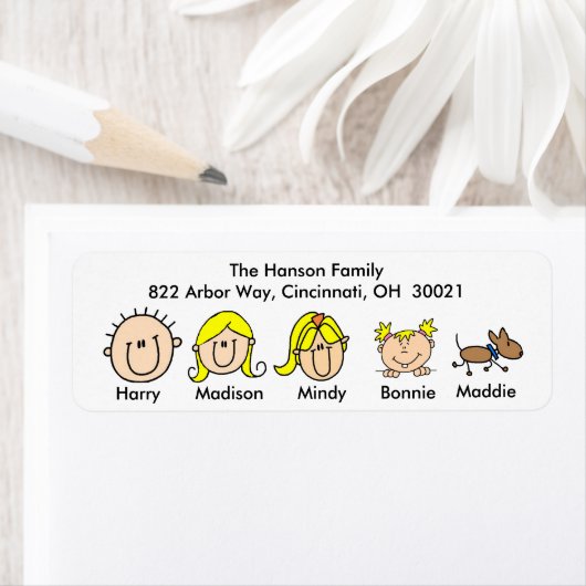 Gezin met Adresetiketten Etiket (Insitu)