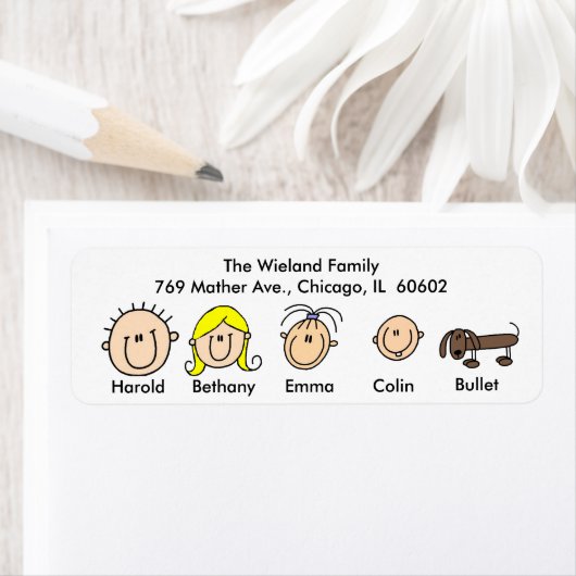  gezin met Adresetiketten Etiket (Insitu)