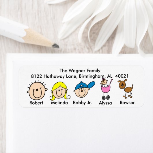  gezin met Adresetiketten Etiket (Insitu)