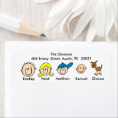 gezin met Adresetiketten Etiket (Insitu)