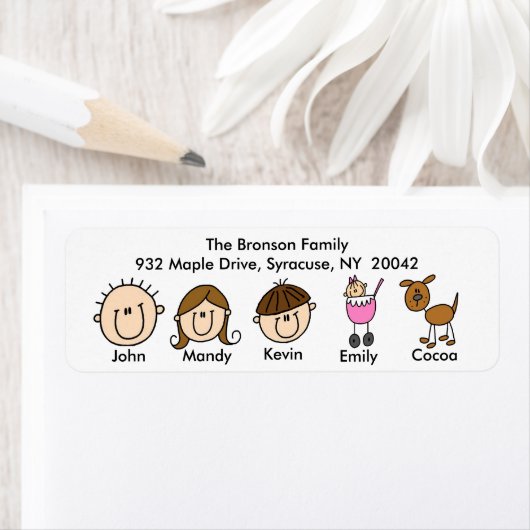 Gezin met Adresetiketten Etiket (Insitu)