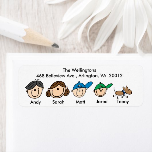 Gezin met Adresetiketten Etiket (Insitu)