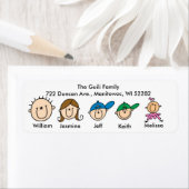 Gezin met drie Kinder Adresetiketten Etiket (Insitu)