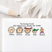 Gezin met drie Kinder Adresetiketten Etiket (Insitu)