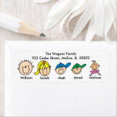 Gezin met drie Kinder Adresetiketten Etiket (Insitu)