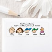 Gezin met drie Kinder Adresetiketten Etiket (Insitu)