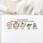 Gezin met drie Kinder Adresetiketten Etiket (Insitu)