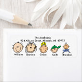 Gezin met drie Kinder Adresetiketten Etiket (Insitu)