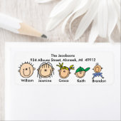 Gezin met drie Kinder Adresetiketten Etiket (Insitu)