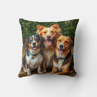 Gezin met Huisdierhond, Gelukkig honden Trio Worp  Kussen