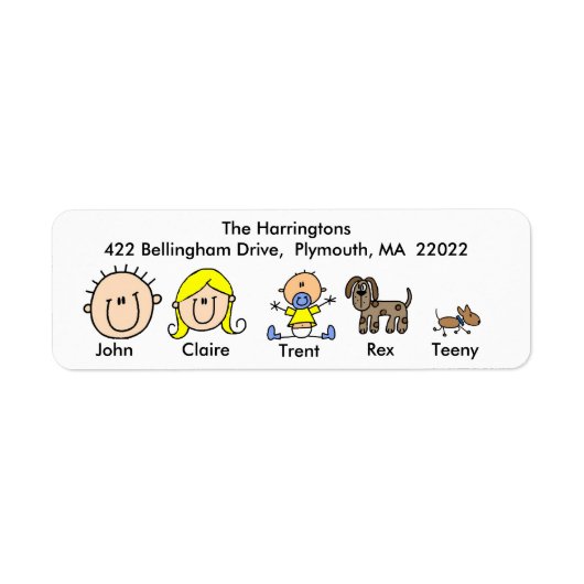 Gezin met twee honden Adresetiketten Etiket (Voorkant)