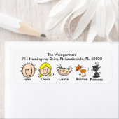 Gezin met twee katten Adresetiketten Etiket (Insitu)