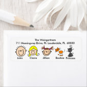 Gezin met twee katten Adresetiketten Etiket (Insitu)